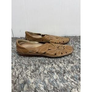 Pikolinos Shoes 39 9 Jerez Leather Moccasin Loafers Cutout Whipstitch Florals